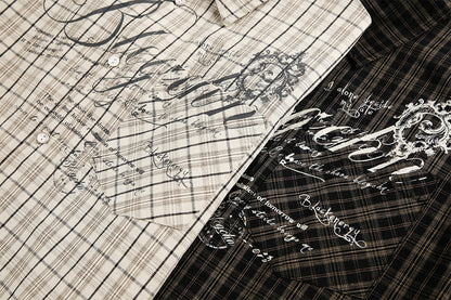Plaid Letter Print Long Sleeve Shirt WN25410
