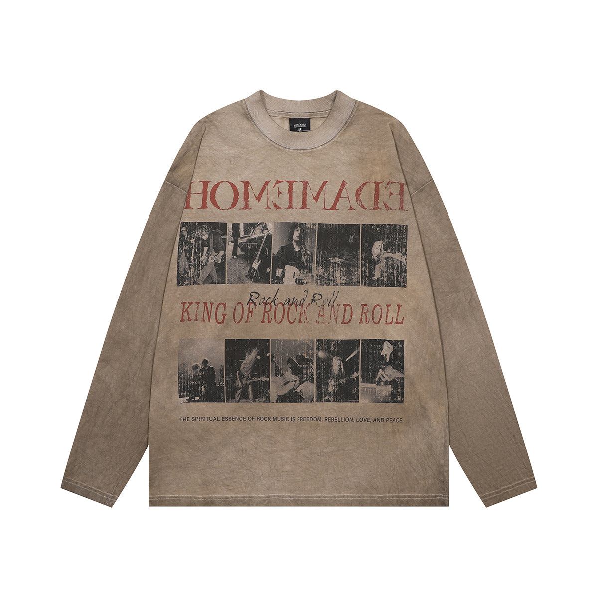 Washed Dirty Dye Graphic Print Long Sleeve T-Shirt WN25719