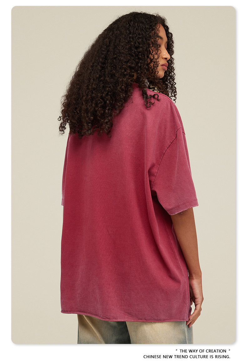 Washed Damage Oversize Short Sleeve T-Shirt WN6068