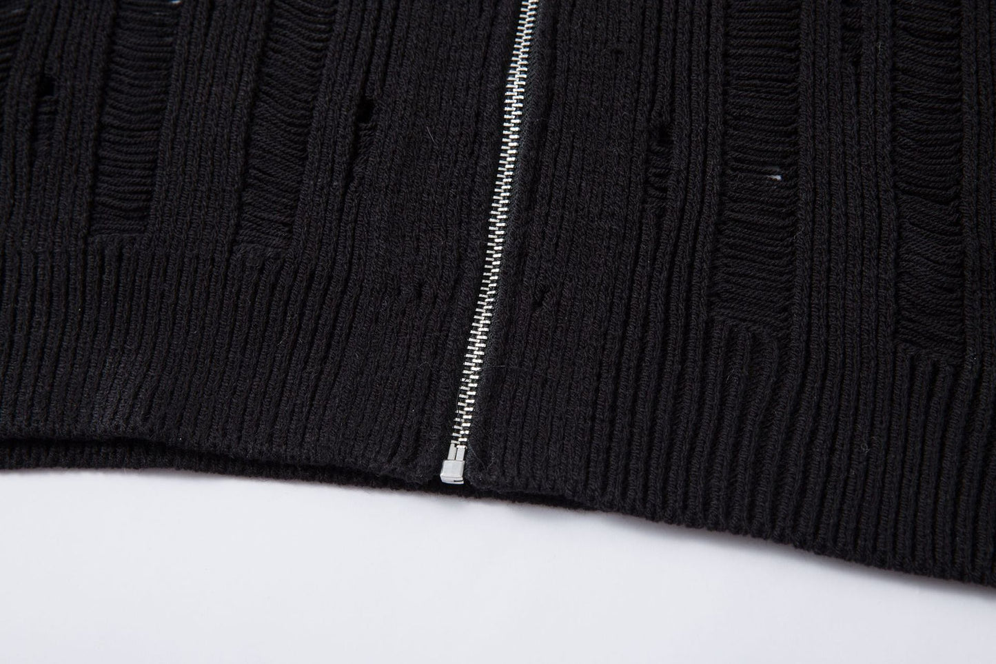 Damage Design Zipper Short Sleeve Knit Shirt WN16198