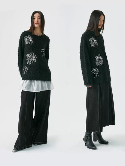 Rope Embroidery Pullover Knit Sweater WN19007
