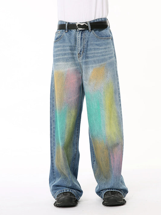 Colorful Wide-Leg Straight Denim Jeans WN7432