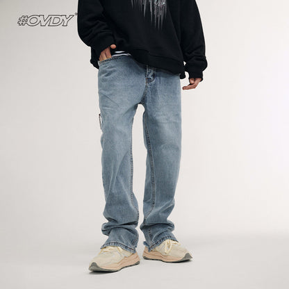 Washed Straight Denim Jeans WN12555