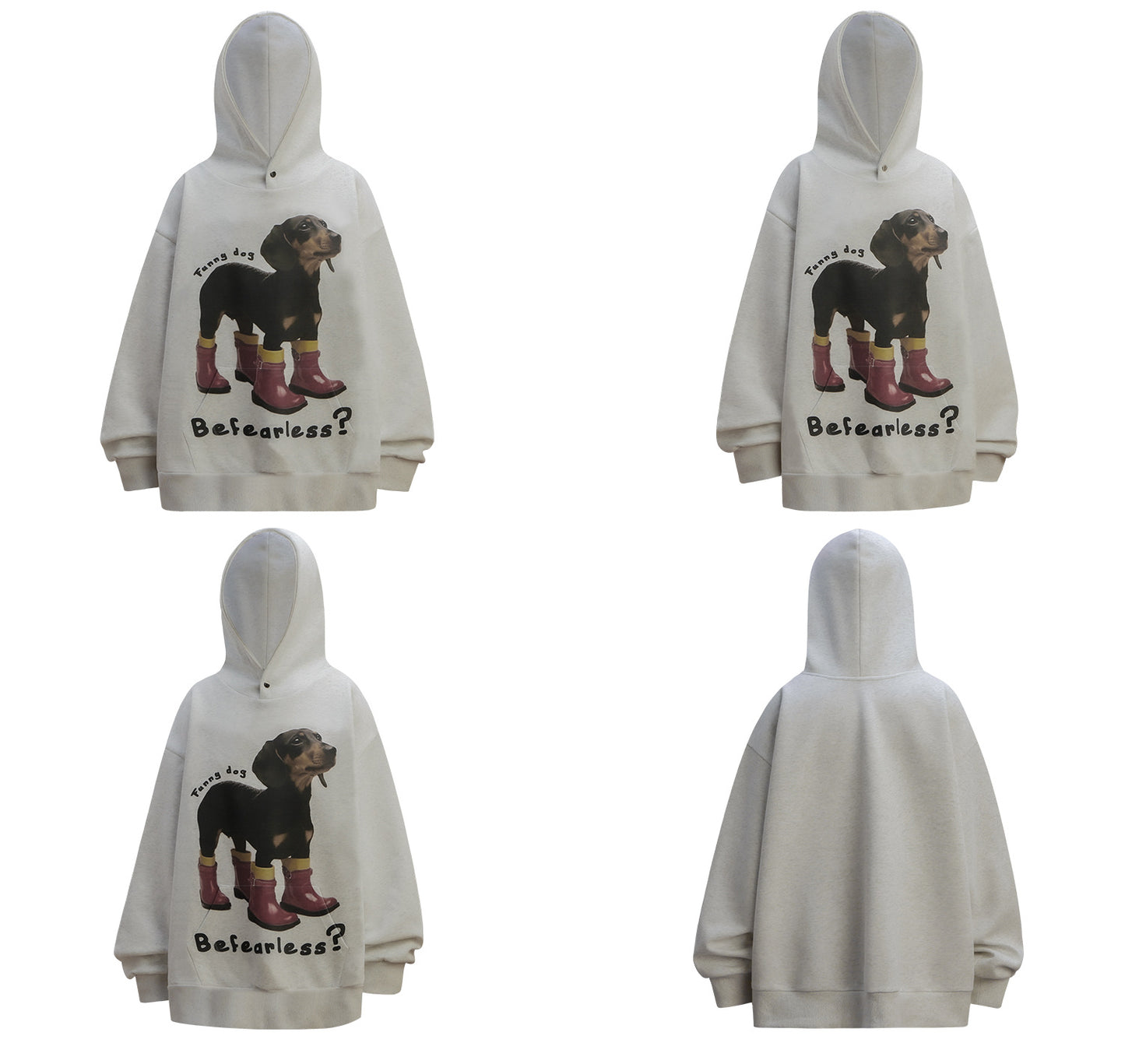 Dog Print Oversize Pullover Hoodie WN26366