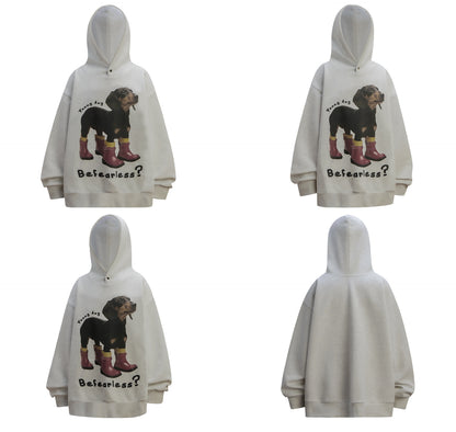 Dog Print Oversize Pullover Hoodie WN26366