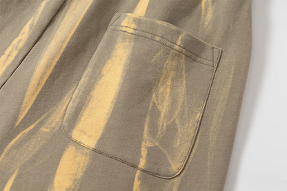 Drawstring Wash Tie-Dye Damage Half Sweatpants WN25589