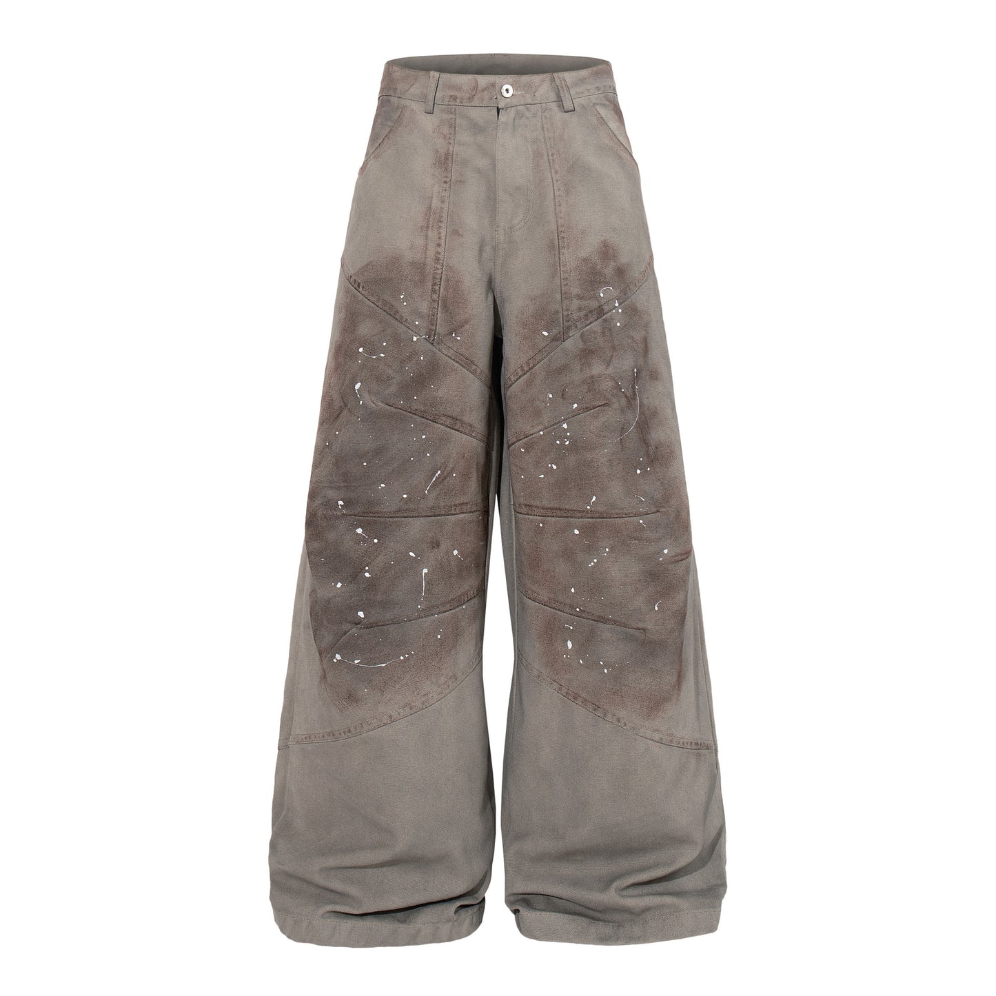 Washed Paint Studs Detail Wide Leg Pants WN25436