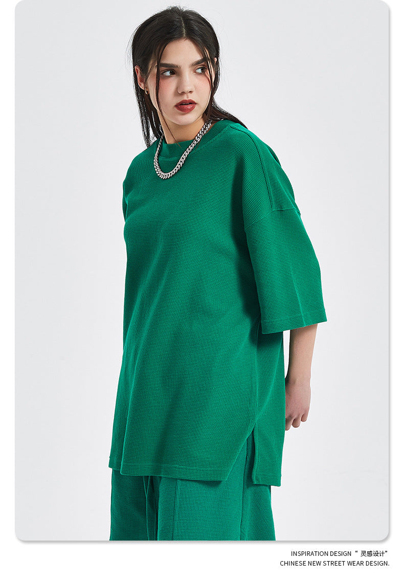 Oversize Waffle Short-sleeve T-shirt & Waffle Short Pants Setup WN6627