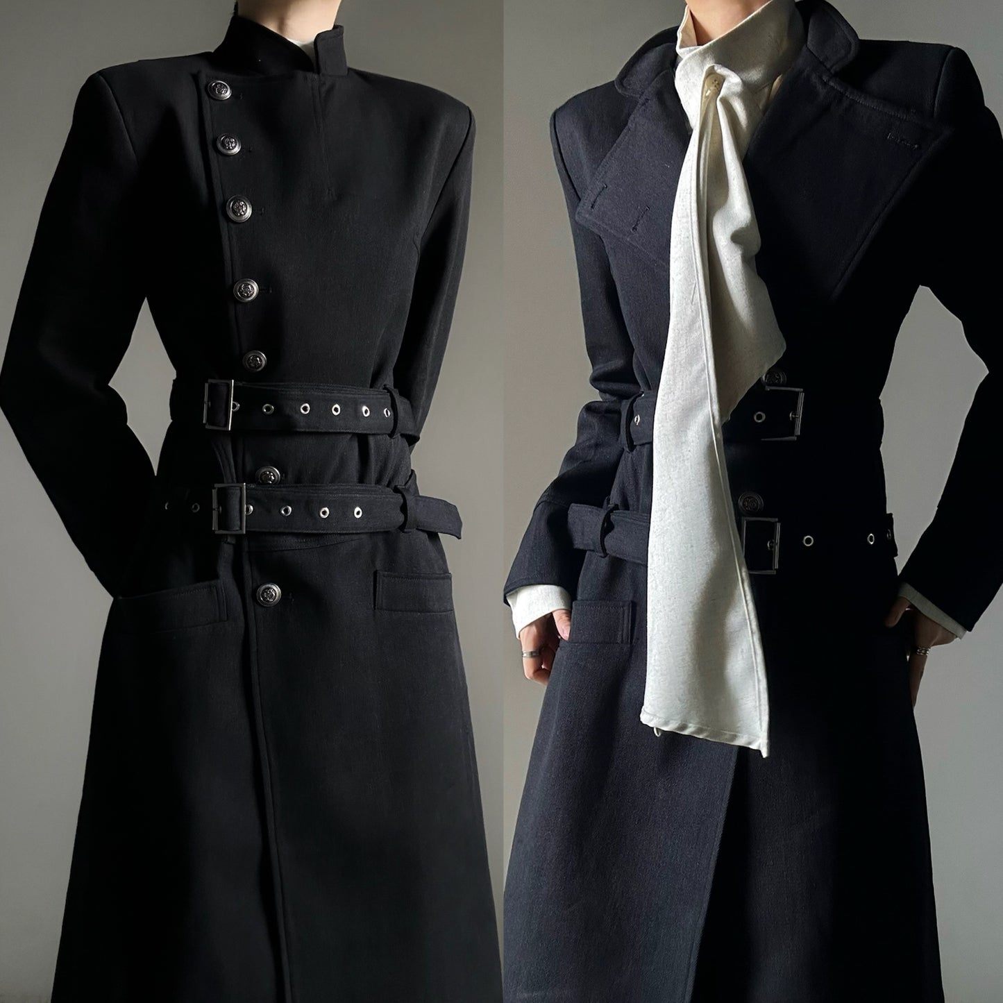 Structured Shoulder Belted Waist-Shaping Coat WN23145