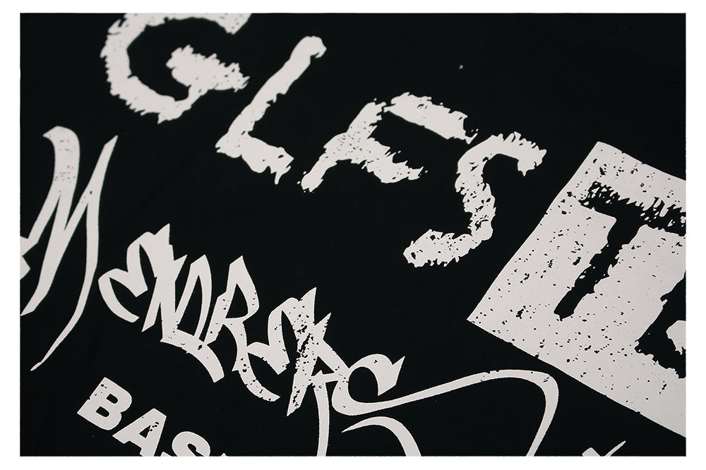 Graffiti Lip Print Damage Short Sleeve T-Shirt WN26521