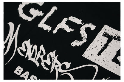 Graffiti Lip Print Damage Short Sleeve T-Shirt WN26521