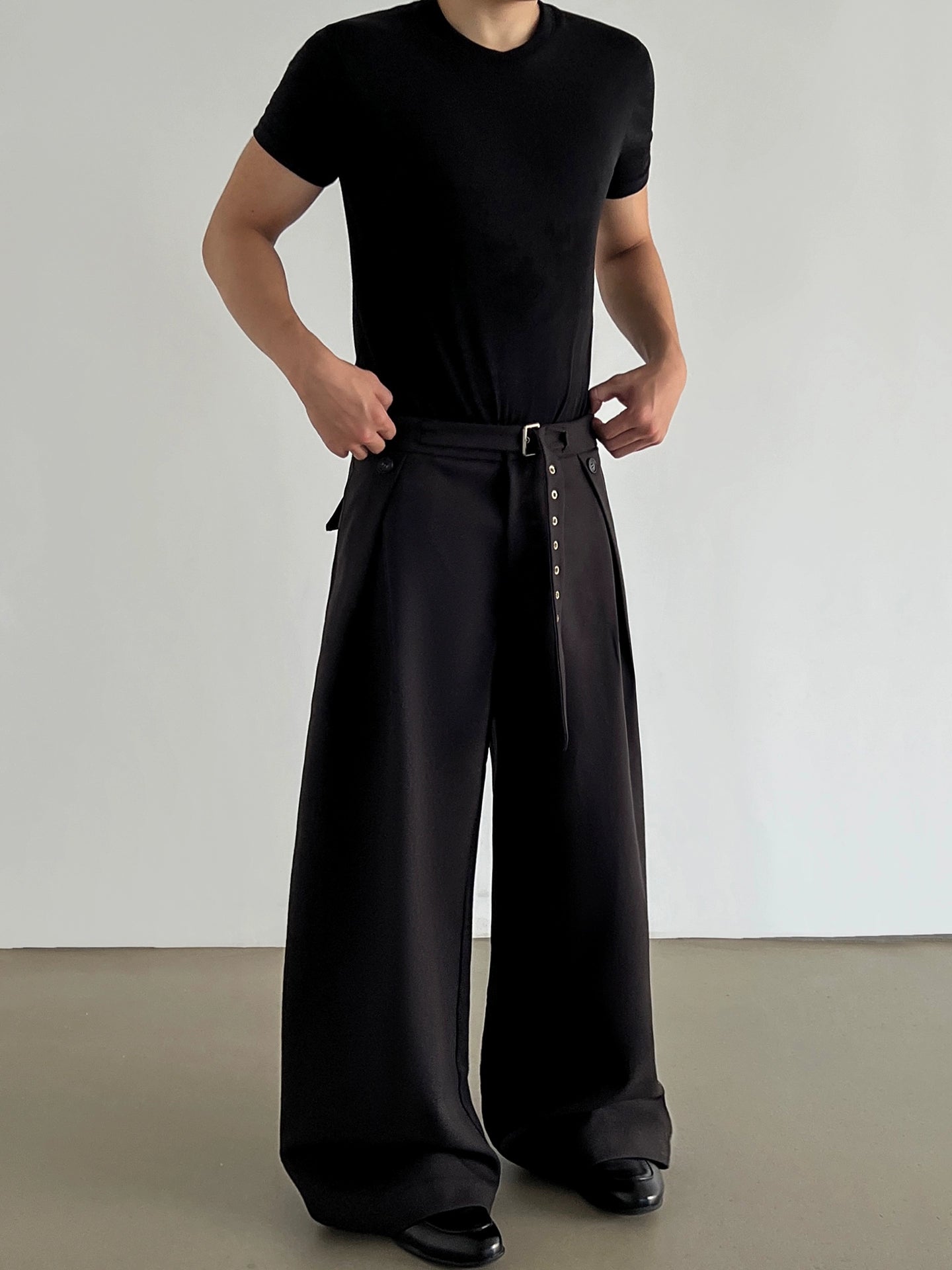 Pleats Linen Wide Leg Trousers WN21438