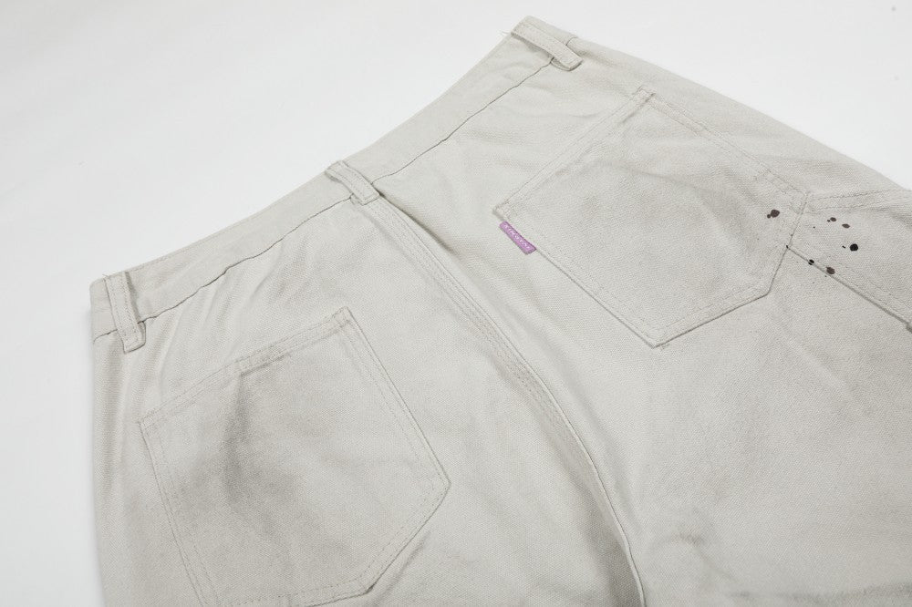 Washed Wrinkle Detail Wide Leg Denim Jeans WN28005
