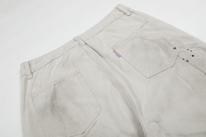 Washed Wrinkle Detail Wide Leg Denim Jeans WN28005