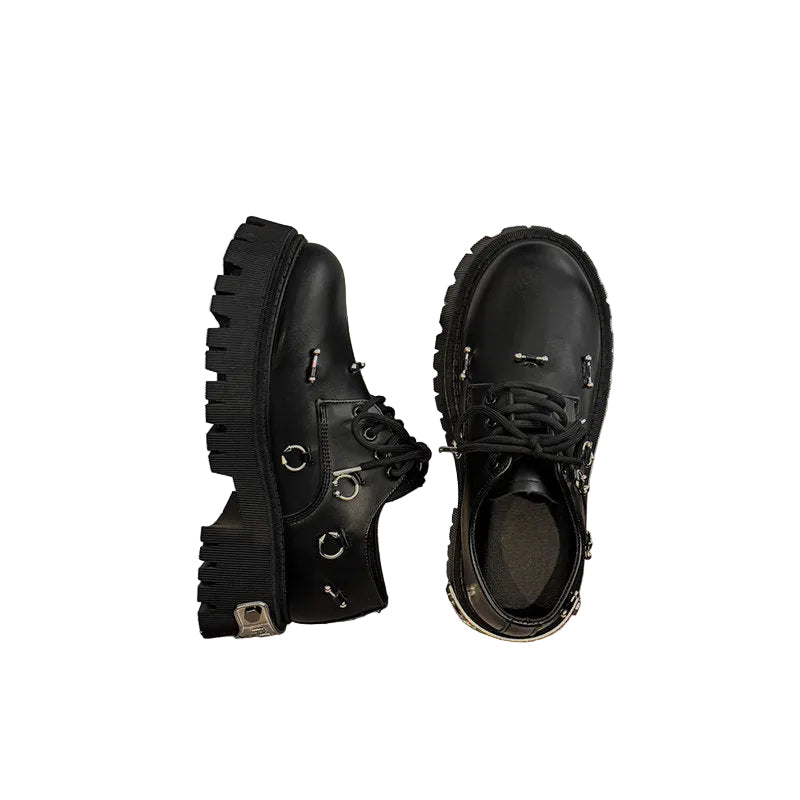 Metal Ring Detail Platform Lace-Up Shoes WN23349