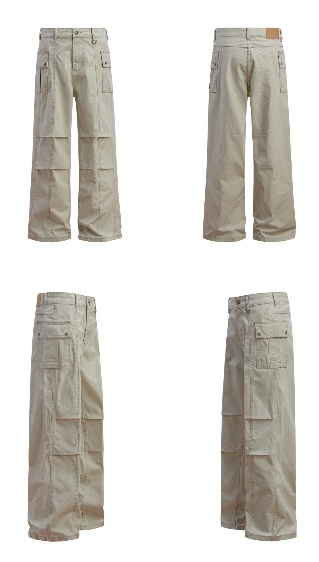 Washed Multi Pocket Panel Wide Leg Pants WN26213