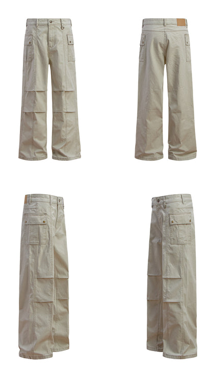 Washed Multi Pocket Panel Wide Leg Pants WN26213
