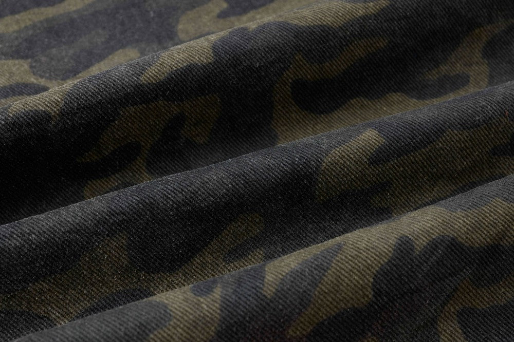 Camouflage Cargo Pocket Wide Leg Denim Jeans WN28009