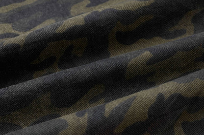 Camouflage Cargo Pocket Wide Leg Denim Jeans WN28009