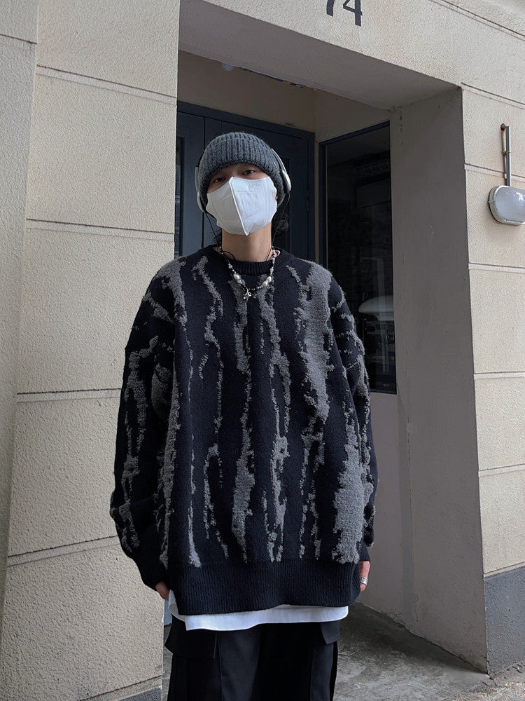 Abstract Pattern Oversize Knit Sweater WN24399