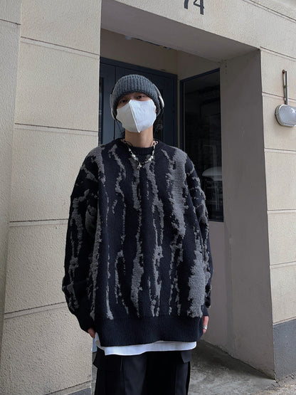 Abstract Pattern Oversize Knit Sweater WN24399
