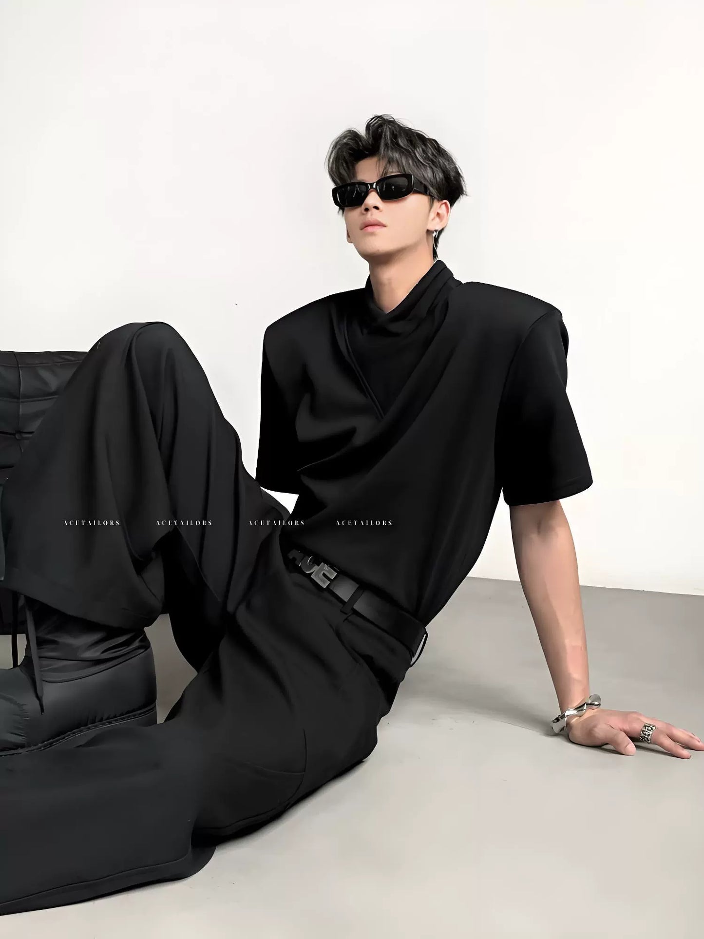 Double-Layer V-Neck Short Sleeve T-Shirt WN20078