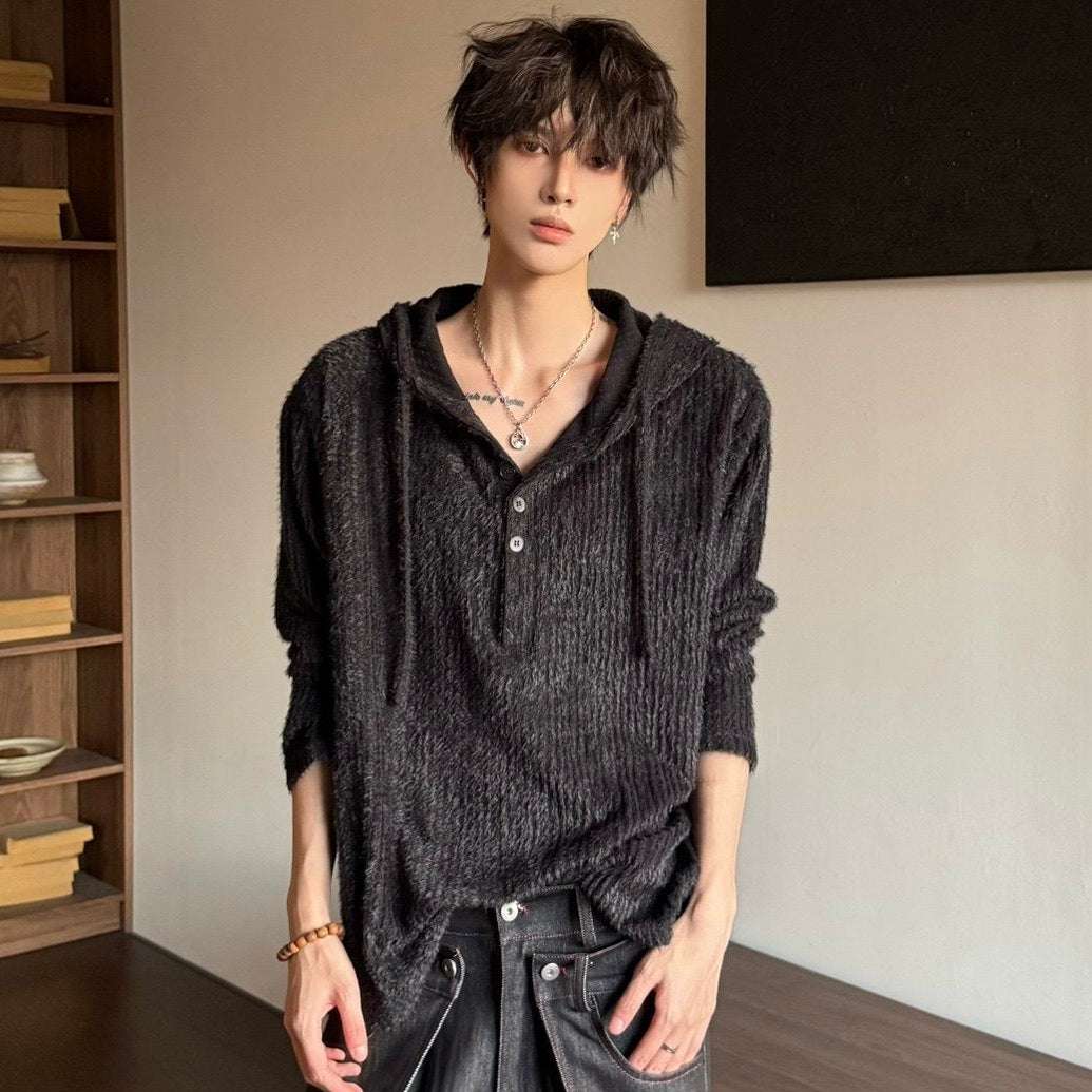 Hooded Drawstring Oversize Soft Knit Sweater WN23151