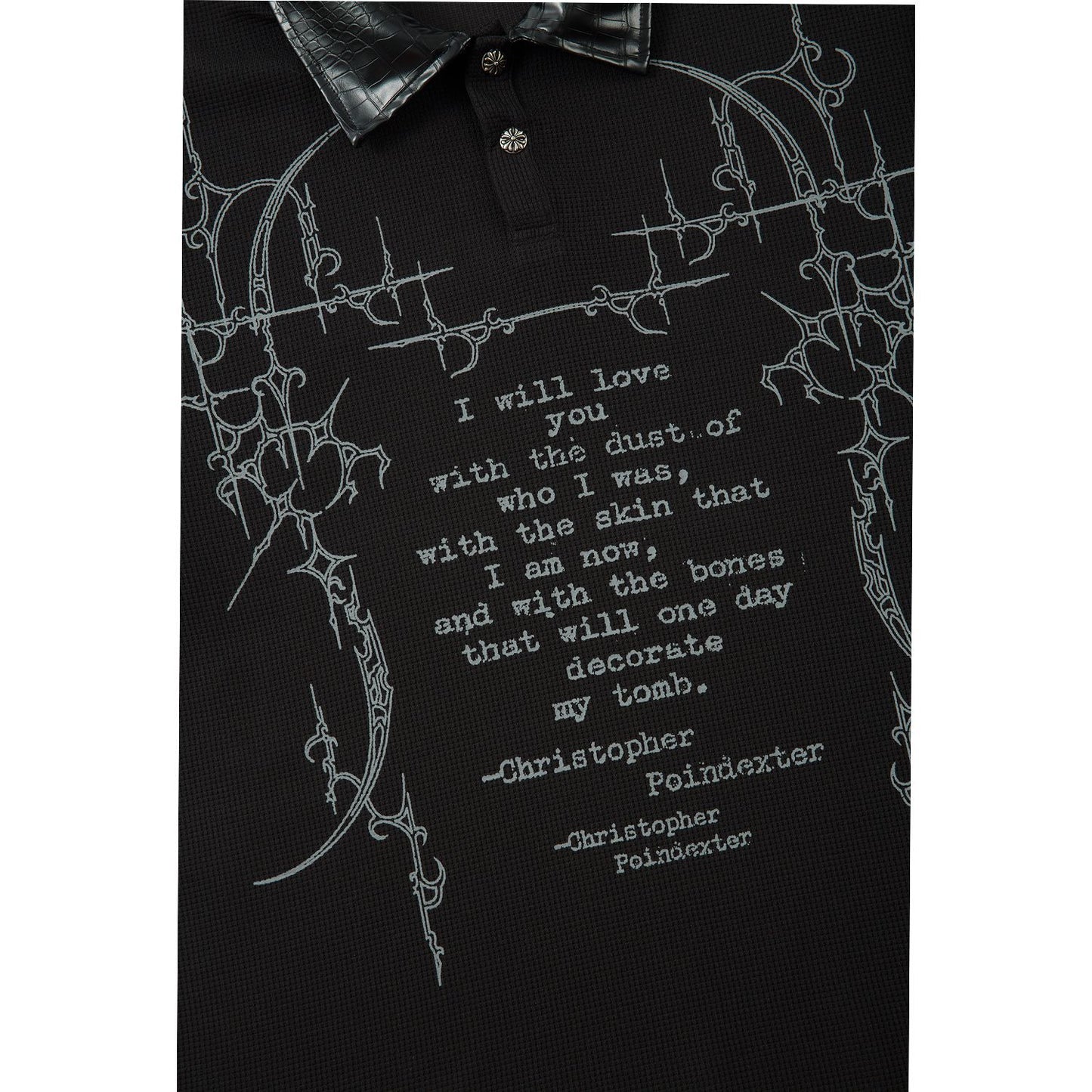 Graffiti Print Fake Layered Waffle Long Sleeve T-Shirt WN25925