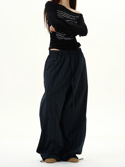 Stripe Curved Wide-Leg Pants WN9496