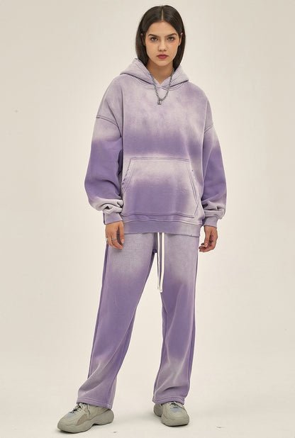 Fleece Linning Spray-dye Damage Oversize Hoodie & Fleece Linnig Sweatpants WN9969