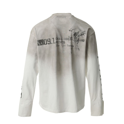 Washed Gradient Oversize Long Sleeve T-Shirt WN14022