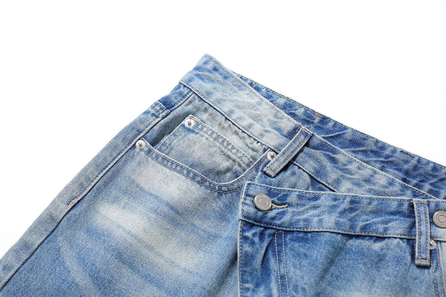 Dirty Washed Irregular Flare Denim Jeans WN26118