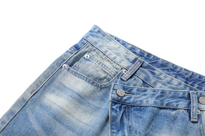 Dirty Washed Irregular Flare Denim Jeans WN26118