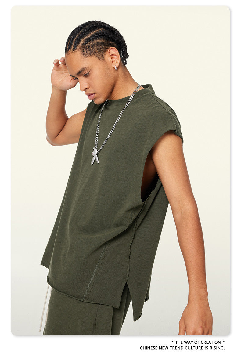 Washed Oversize Sleeveless T-Shirt WN6069