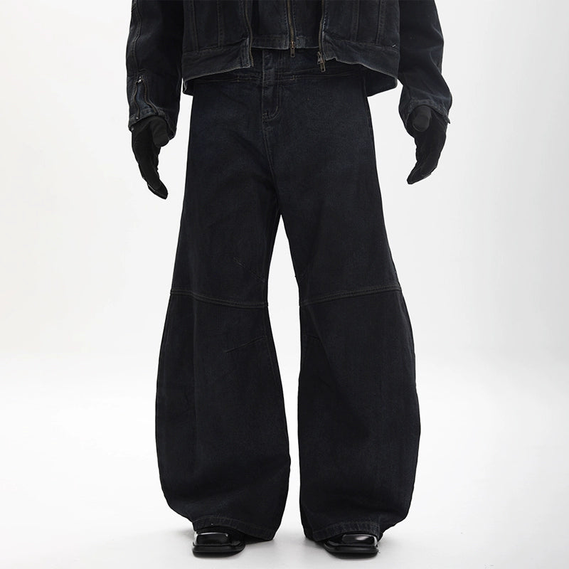 Fake Layered Zipper Denim Jacket & Denim Jeans Setup WN18670