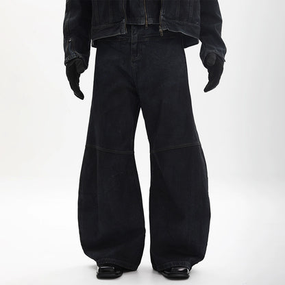 Mix Graphic Wide Leg Denim Jeans WN18691