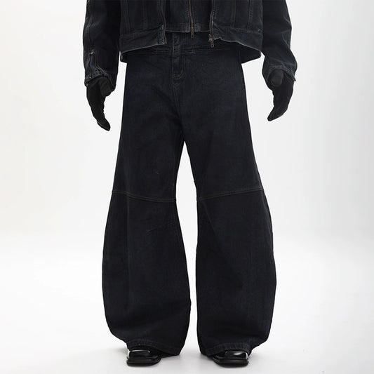 Mix Graphic Wide Leg Denim Jeans WN18691