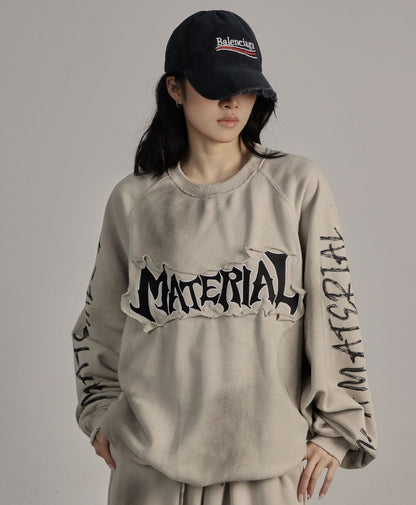 Dirty Washed Logo Print Sweatshirt WN25789