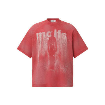 Waffle Faded Letter Print Short Sleeve T-Shirt WN26478