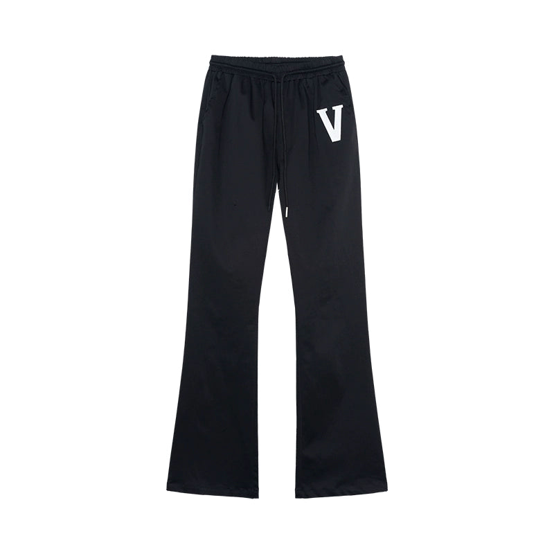 Embroidery Logo Short Sleeve Zipper Jacket & Straight Pants Setup WN21015