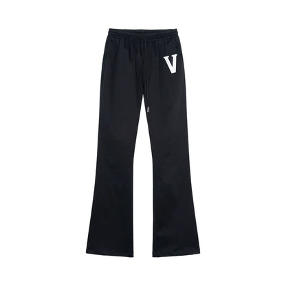 Embroidery Logo Short Sleeve Zipper Jacket & Straight Pants Setup WN21015