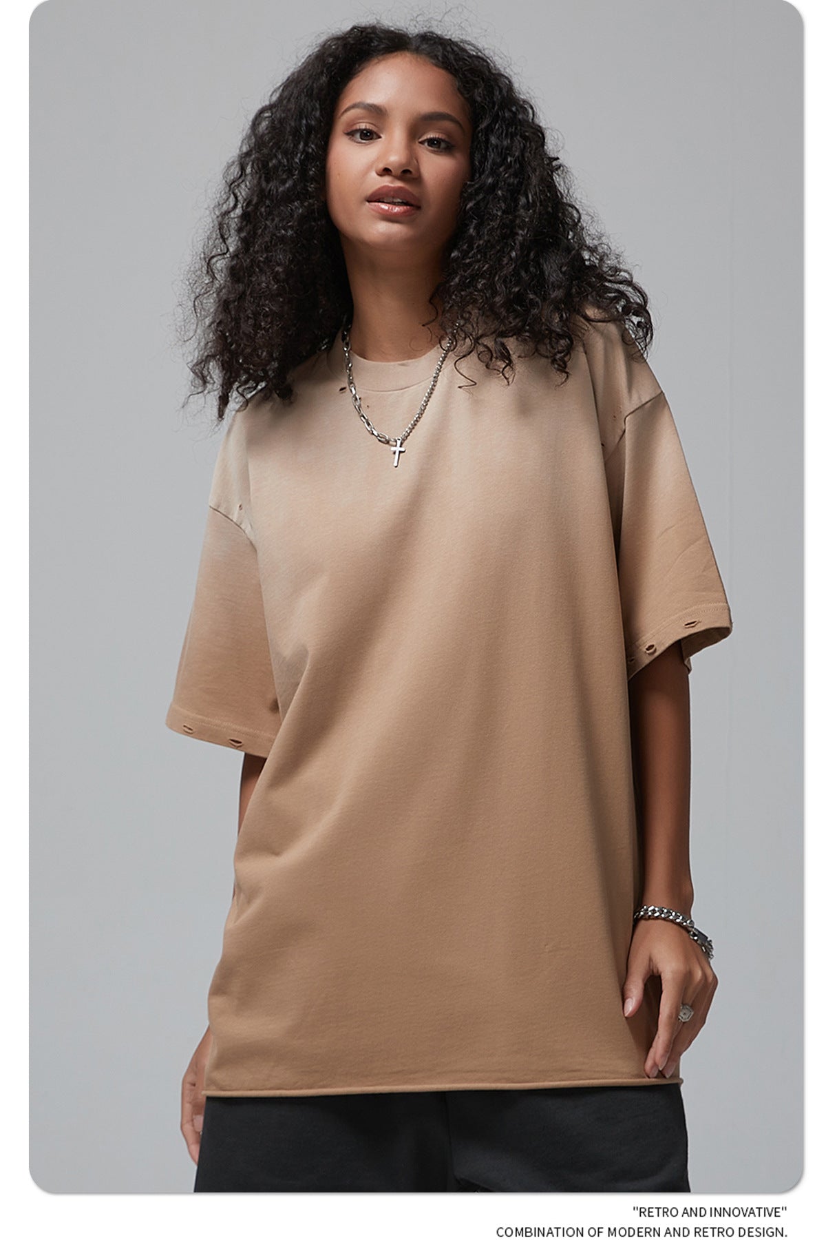 Spray Dyeing Round Neck Short Sleeve T-Shirt WN7806