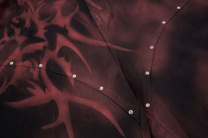 Washed Graffiti Dirty-Dye Denim Half Pants WN25741