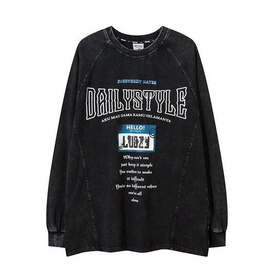 Letter Print Oversize Long Sleeve T-Shirt WN11164