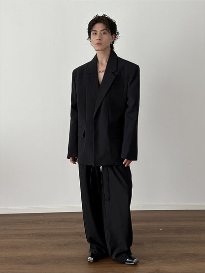 Oversize Tailored Jacket & Wide-leg Straight Trousers Setup WN8961