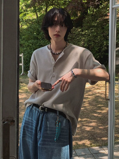 Henley Neck Short Sleeve T-Shirt WN20228