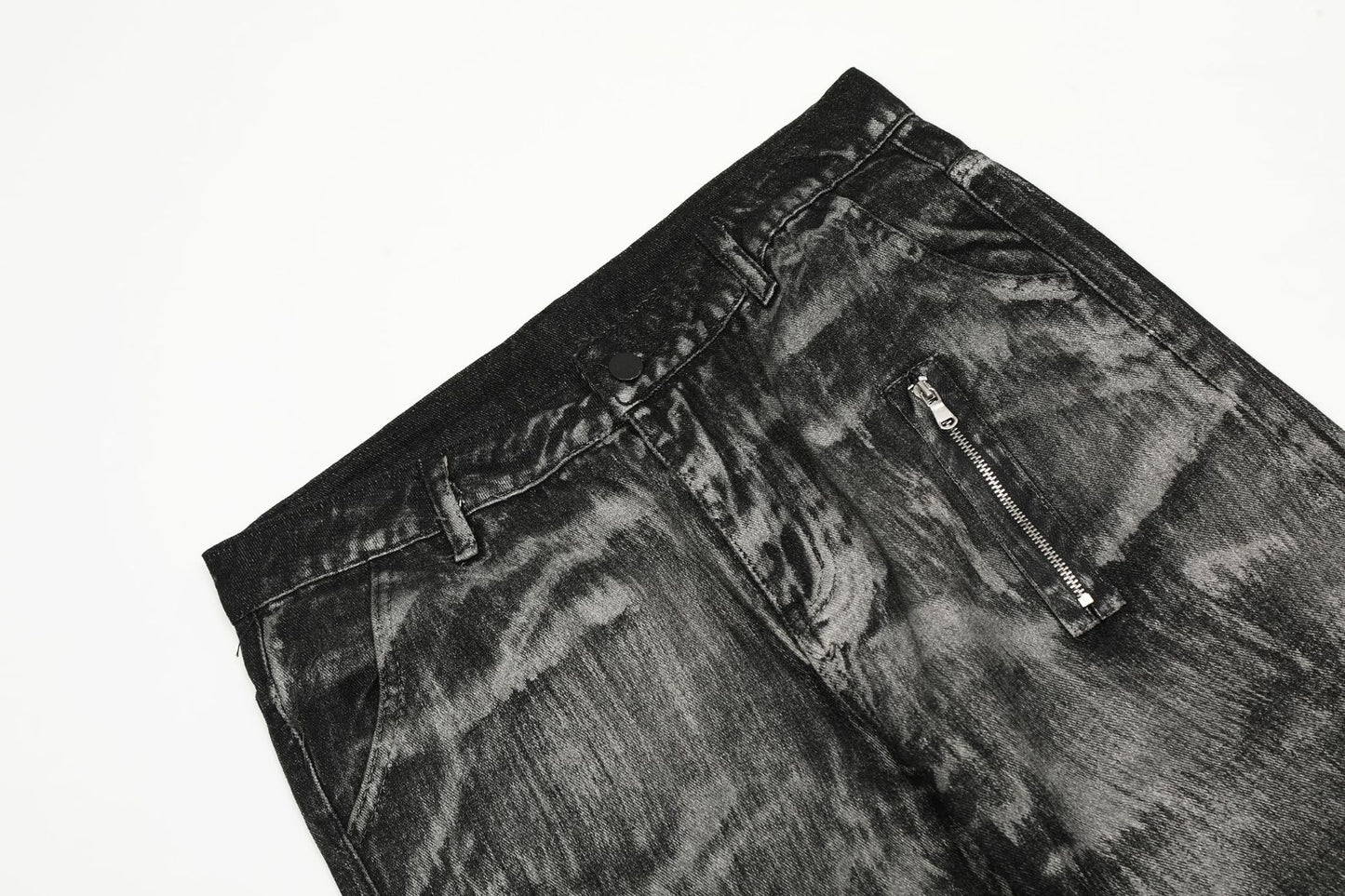Paint Brush Zipper Flare Denim Jeans WN25724