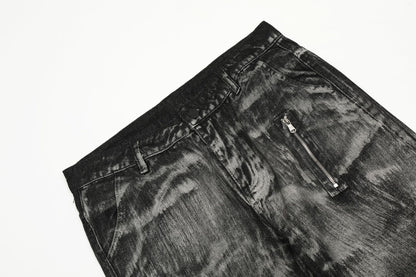 Paint Brush Zipper Flare Denim Jeans WN25724