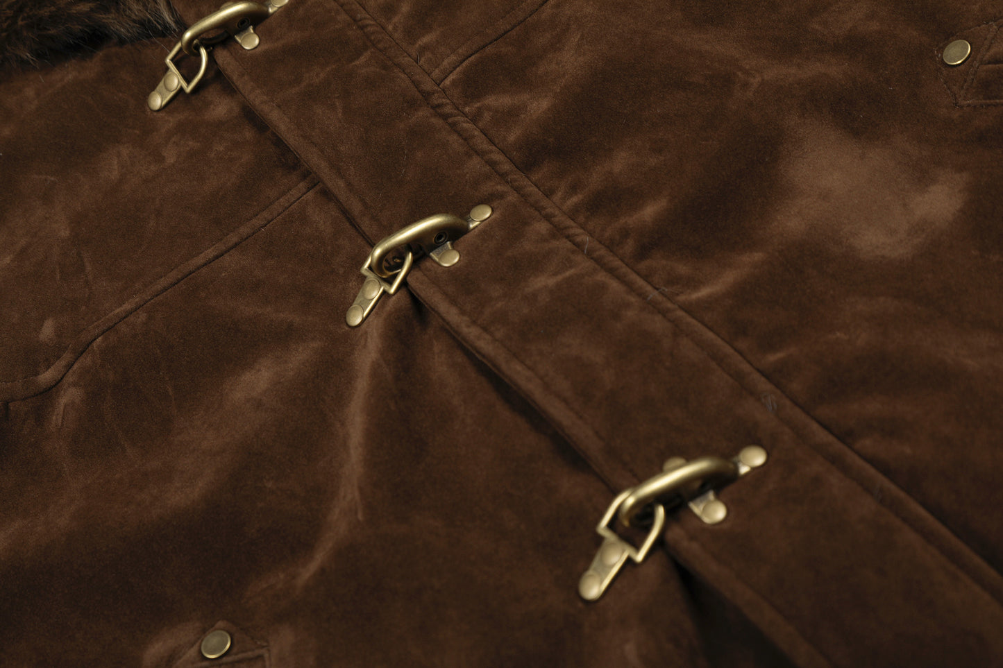 Hooded Fake Fur Collar Metal Buckle Jacket WN23092