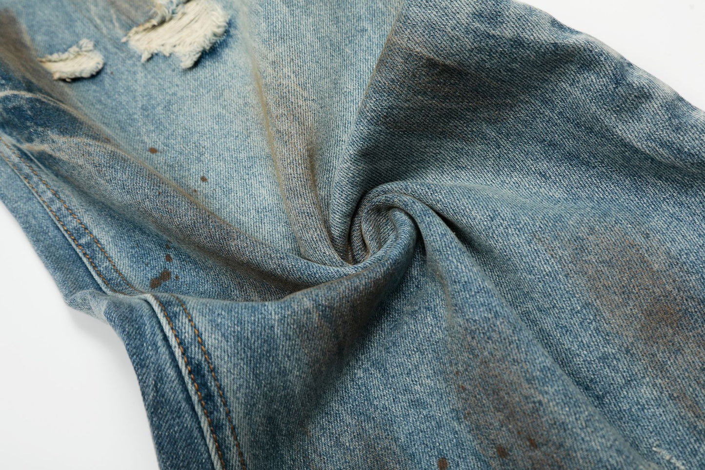 Washed Damage Barrel Denim Jeans WN26080